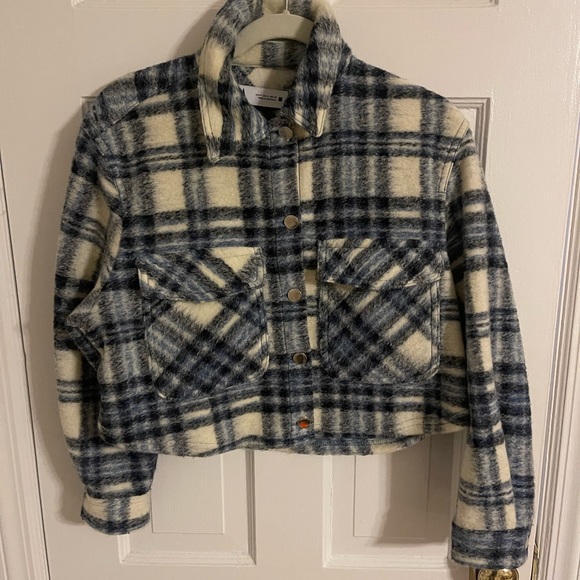 Zara Women's Plaid Cropped Wool Jacket Size small - Picture 3 of 5